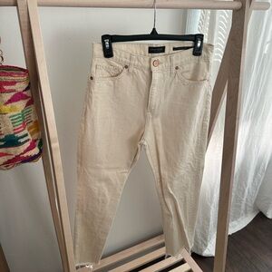 Cream High-Waisted Jeans